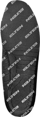 A top-down view of an insole with the brand name repeated multiple times.
