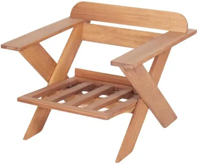 Produktbild von Braun Stuhl Lehnstuhl Holzstuhl Armlehnstuhl Gartenmöbel Gartenstuhl