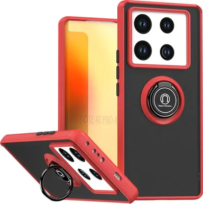 Produktbild von Hülle für Infinix Note 40 Pro 4G/5G Matte Transluzent TPU Stoßfest Schutzhülle mit Ring Halter Ständer Rot