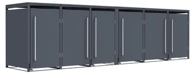 Zdjęcie produktu dla Westmann Pedura 6 – metalowa obudowa na pojemniki na śmieci z pedałem, 6 x 240 l, kolor antracytowy