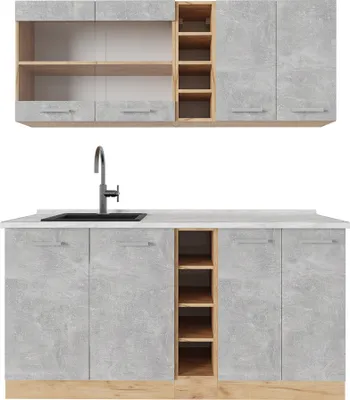 Produktbild von Singleküche Vicco R-Line Beton/Goldkraft Eiche 160 cm , AP Marmor, Model 53289