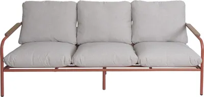 Zdjęcie produktu dla Aluminiowa ławka ogrodowa HWC-O11, 3-osobowa sofa ogrodowa, tkanina Olefin (205 g/m²) 184 cm ~ terakota tapicerka beżowa