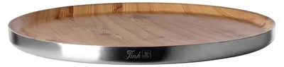 Produktbild von FINK Tablett TIMBER rund - Serviertablett aus Edelstahl in Holzoptik, doppelwandig, braun, silberfarben, Ø 32 cm
