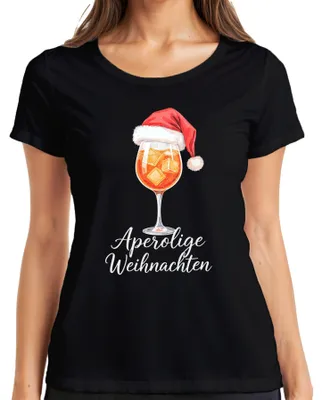 Produktbild von Aperolige Weihnachten Aperol Spritz Weihnachtsmütze Cocktail Damen T-Shirt, Schwarz, M