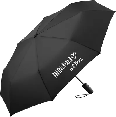 Produktbild von Huuraa Regenschirm Rheinländer mit Herz 98cm Schwarz Sturmfest Taschenschirm Geschenkidee