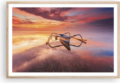 Produktbild von Gerahmtes Poster - Rahmen in heller Eiche - £ódŸ Westen Die Sonne - 91,5x61 cm - Wand Bild - Wanddeko - Wandbilder - Kunstposter - Wandposter - Bilderrahmen - Bilder - Kunstdruck - P2NAA91x61-4433