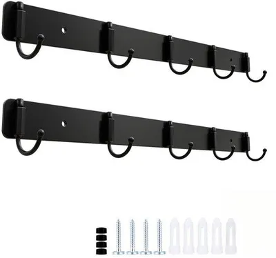 Immagine prodotto di Set da 2 ganci da parete in metallo nero con 5 ganci