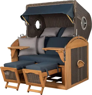 Produktbild von Strandkorb-Set - bene living - Borkum XL Teak - PE grau - Modell 593 - inkl. Liftersystem