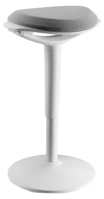 Produktbild von Bürohocker ASTORIA, höhenverstellbar, weiß / grau. Ergonomisches Design, 360° drehbar, gepolsterte Sitzfläche. Ideal für Büro und Home-Office. Max. Belastung: 100 kg
