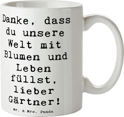 Produktbild von Mr. & Mrs. Panda Becher Spruch Gärtner Dankeschön - Weiß - Geschenk, Freude, Tasse, danke lieber, Kaffeetasse, pflanzenliebhaber, Kaffeebecher, hommage an, Freundschaft