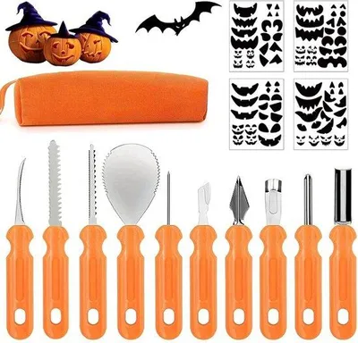 Obrázek produktu pro 15dílná sada na vyřezávání dýní na Halloween, profesionální, vhodná pro děti, s taškou
