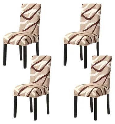Produktbild von Set mit 4 elastischen Stuhlhussen für Esszimmerstühle, abnehmbar und waschbar, dekorative Stuhlhussen für Zuhause, Küche, Hotel, Restaurant, Bankett, Hochzeit, Party