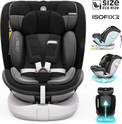 Zdjęcie produktu dla Fotelik dziecięcy Daliya® ROTAZIONE i-Size 360°, ISOFIX i Top-Tether, od urodzenia do 40–150 cm (od wkładki dla niemowląt do fotelika dziecięcego), 5-punktowy pas bezpieczeństwa, dostosowujący się do wzrostu dziecka, 0–36 kg