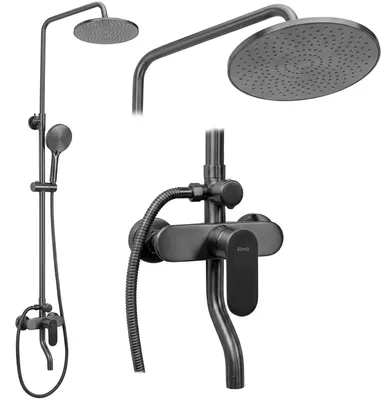 Produktbild von Duschset Drop Titan mit Wannenauslauf höhenverstellbar 1090-1450 mm