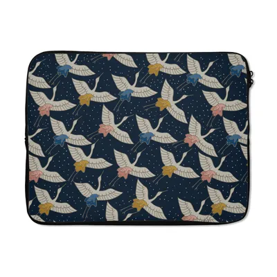 Produktbild von MuchoWow® Laptop Hülle 17 Zoll Laptoptasche Vögel - Nacht - Japan - Muster - Zipper - Schutzabdeckung