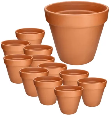 Immagine prodotto di KOTARBAU® Vaso per piante in terracotta, diametro Ø, vaso esterno con bordo, set da 12