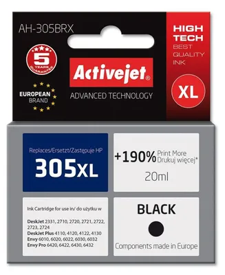 Immagine prodotto di Activejet AH-305BRX Zamiennik tuszu do drukarki HP 305 XL, czarny, 20 ml, Premium