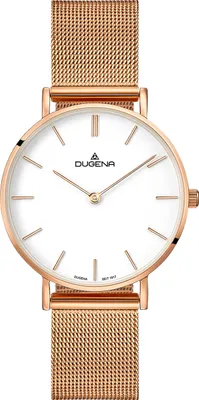 Produktbild von DUGENA Damen-Armbanduhr Linée 4460838, Quarz, weißes Zifferblatt, Edelstahl