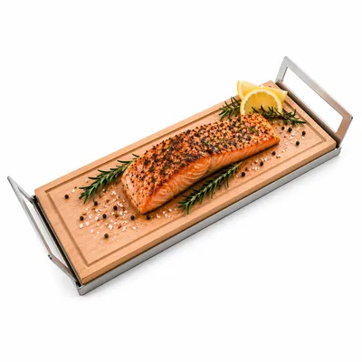Produktbild von Grillbrett / Räucherbrett 45x14x2 cm aus Buche mit Griffschale