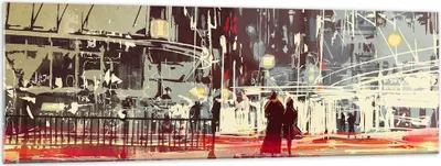 Produktbild von Bilder auf glas - Stadt Straße Nacht - 160x50cm - Glasbilder - Wandbilder - Kunstdruck - zum Aufhängen bereit - Wanddekoration aus Glas - Glas Bilder - Wandbild auf Glas - Einteilig - GAB160x50-3780