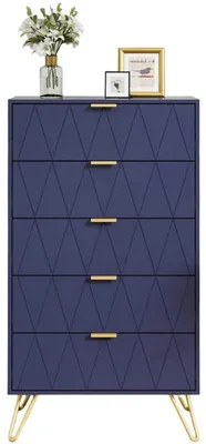 Produktbild von Kommode mit 5 Schubladen 60 x 34 x 110 cm Dunkelblau