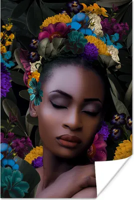 Produktbild von MuchoWow® Poster Blätter - Frau - Blumen 40x60 cm - Plakate für die Wand - Poster Babyzimmer