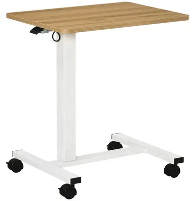Obrázek produktu pro Mobilní stolek pro notebook – výškově nastavitelný | Barva: přírodní + bílá | Rozměry: 65 x 48 x 70-110 cm