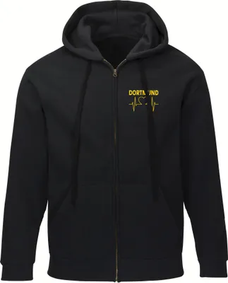 Produktbild von multifanshop Kapuzen Sweatshirt Jacke - Dortmund - Herzschlag, schwarz, Größe L