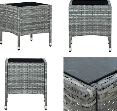 Immagine prodotto di vidaXL Tavolo da giardino grigio 40x40x45 cm in poly rattan - Tavolo da giardino - Tavoli da giardino - Tavolo - Tavoli