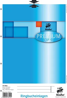 Produktbild von Ringbucheinlage A4 90g/qm 50 Blatt 4-fach gelocht liniert Packung mit 10 Stück