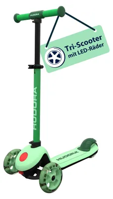 Obrázek produktu pro HUDORA Tri-Scooter – barva mintová – s LED koly – trojkolesový skútr s nastavitelnou výškou