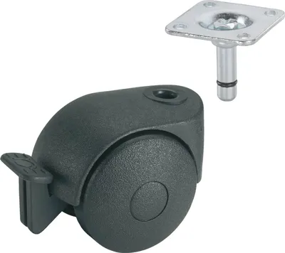 Produktbild von Doppelrolle Möbelrolle ø 50 mm Tragkraft 30kg mit Feststeller Kunststoff schwarz