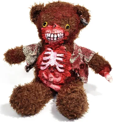 Produktbild von Zombie Teddy mit herausfallenden Gedärmen - Blutiges Horror Plüschtier für Halloween & Gothic Fans, Grusel Kuscheltier aus Latex & Plüsch