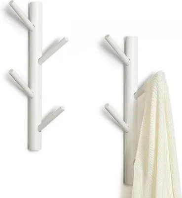 Immagine prodotto di Appendiabiti in legno con 8 ganci, bianco, in 2 pezzi