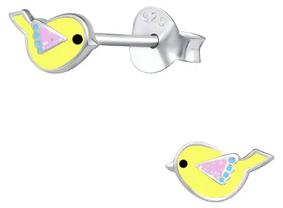 Produktbild von Kinderohrstecker: Mädchen Ohrringe Silber „Glitzer Vogel“
