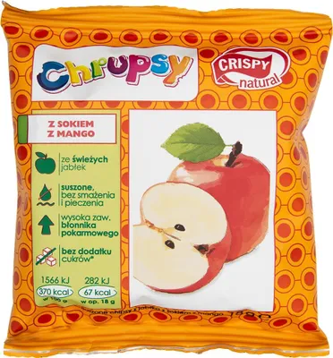 Obrázok produktu pre Jablkové lupienky s prírodnou mangovou šťavou 18g CRISPY