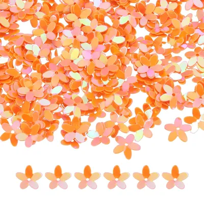 Productafbeelding van Bloemen-glitterpailletten - 10 mm losse pailletten voor kleding en knutselwerk - 50 gram - feloranje