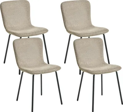 Obrázok produktu pre BELIANI Sada 4 jedálenských stoličiek béžová čalúnená kovové retro nohy