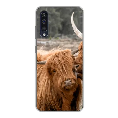 Produktbild von MuchoWow® Handyhülle Schutzhülle Hülle für Samsung Galaxy A30s Schottischer Highlander - Liebe - Porträt Silikon Softcase Handy Hülle - Karteninhaber
