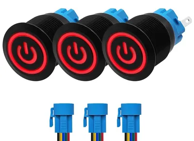 Produktbild von ProRide Drucktaster ON/OFF 19 mm, wasserdicht, rote LED, 3 Stück
