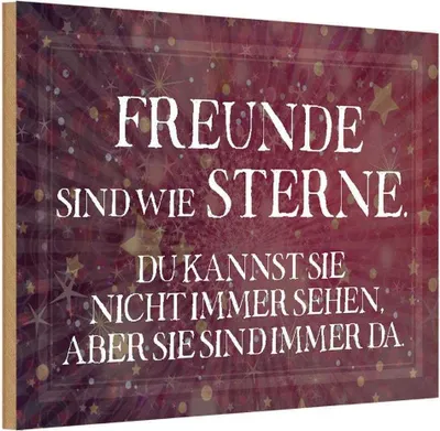 Produktbild von vianmo Holzschild 12x18 cm Freunde sind wie Sterne Spruch Zitat
