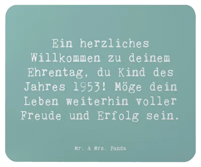 Produktbild von Mr. & Mrs. Panda Mousepad Spruch 1953 Geburtstag - Meeresbrise - Geschenk, Jubiläum, computer, Happy Birthday, Mauspad, Lebensfeier, pc, besondere Grüße, Alter, feiern