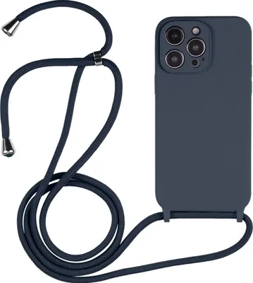 Produktbild von Mobigear Lanyard iPhone 15 Pro Max Silikon Handykette - Dunkelblau