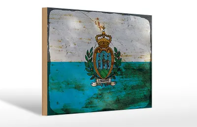 Produktbild von Holzschild Flagge San Marino 30x20cm San Marino Rost