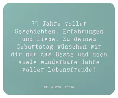 Produktbild von Mr. & Mrs. Panda Mauspad Spruch 79. Geburtstag - Meeresbrise - Geschenk, laptop mousepad, Happy Birthday, mousematte, Geburtstagswünsche, computer, Mouse Pad, feiern