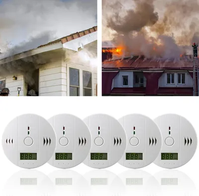 Obrázek produktu pro Bettizia 5x CO hlásič bílý kompletní sada požárního hlásiče oxidu uhelnatého 85 dB s LED diodou