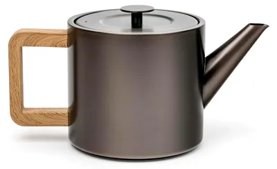 Produktbild von Edelstahl Teekanne 1,1 Liter - doppelwandige Kanne in metallic-grau mit Teefilter für warmen Teegenuss