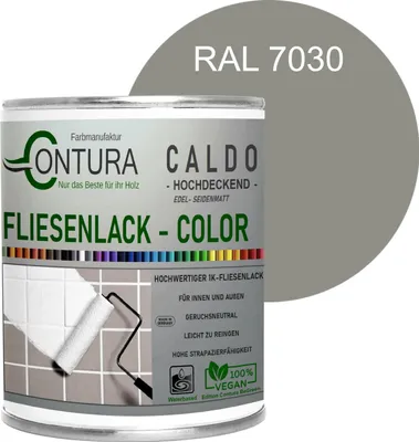 Produktbild von Fliesenlack 750ml. Fliesenfarbe 20 Farben Lack Fliesen Wand Boden Bad Küche - RAL 7030 Steingrau
