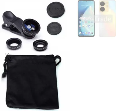 Produktbild von K-S-Trade Smartphone Kamera Linsen Set Kompatibel mit Realme C55 3in1 Clip-On Kamera Adapter Macro Weitwinkel FishEye Fischauge Objektiv Linse