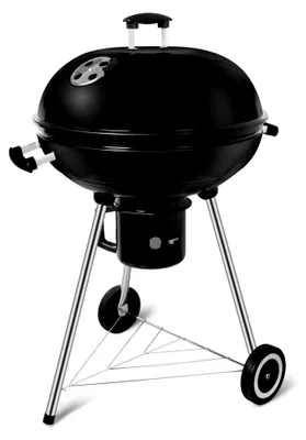 Produktbild von Holzkohle-Kugelgrill mit Deckel, Rundgrill Durchmesser 57 cm, Grillwagen mit Rädern, BBQ Grill schwarze Emaille